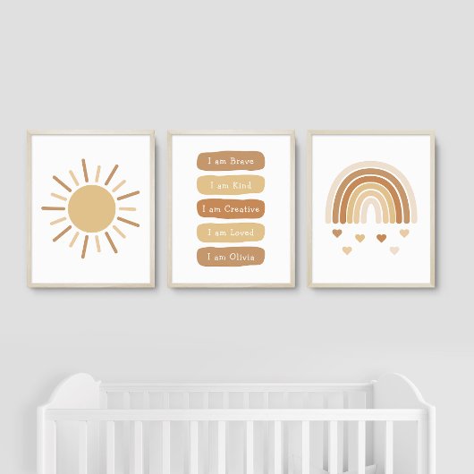 Niedliche Kinder Nachweise Boho Sun Rainbow Hearts Bilderwand Sets