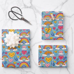 Niedliche Kinder Nisex-Regenbohnen-Fliesen Geschenkpapier Set