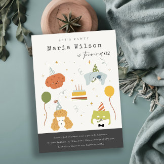 Niedliche Kinder Pawty Welpen Hunde jeden Alters G Einladung