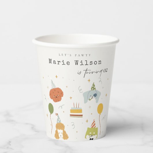 Niedliche Kinder Pawty Welpen Hunde jeden Alters G Pappbecher (Vorderseite)