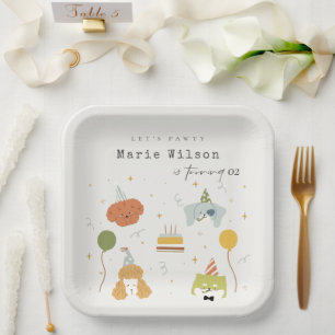 Niedliche Kinder Pawty Welpen Hunde jeden Alters G Pappteller