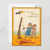 Niedliche Kinder Prank Kürbislaterne Postkarte (Vorne/Hinten)