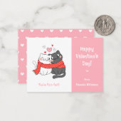 Niedliche Kinder Purr-fect Cat Valentinstag Rosa Mitteilungskarte (Vorderseite/Rückseite Beispiel)