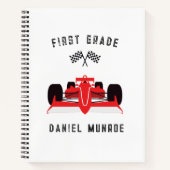 Niedliche Kinder Red Racing Car School Spirale Notizblock (Vorderseite)