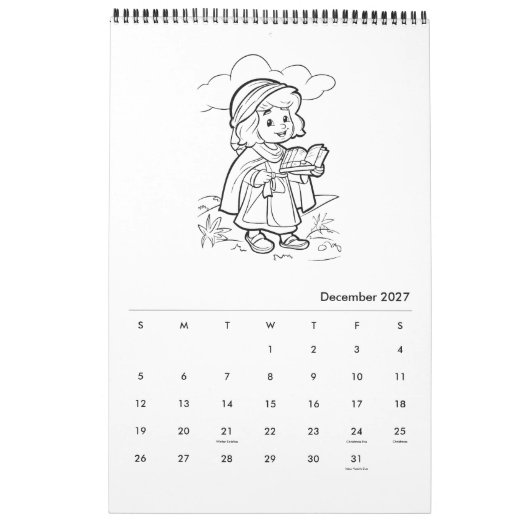 Niedliche Kinder Religiöser Farbkalender Kalender (Dez 2027)