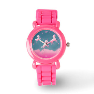 Niedliche Kinder Rosa Glitzer Strap Unicorn Famili Armbanduhr