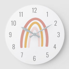Niedliche Kinder rosa pastellfarbene Rainbow Wall  Große Wanduhr