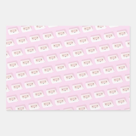 Niedliche Kinder Rosa Weihnachten Geschenkpapier Set (Vorderseite)