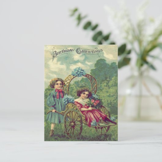 Niedliche Kinder Rose vergessen-ich-nicht-wissen Postkarte (Stehend Vorderseite)