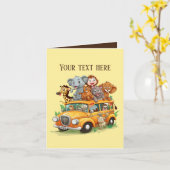 Niedliche Kinder Safari-Tiere ergänzen Text Karte (Gelbe Blume)