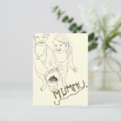 Niedliche Kinder Seaside Mummy Funny Line Zeichn A Postkarte (Stehend Vorderseite)