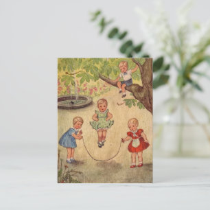 Niedliche Kinder spielen Imitate Wrapped Canvas Pr Postkarte