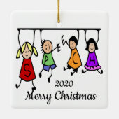 Niedliche Kinder sprechen Therapeut Wort nach Maß Keramikornament (Rückseite)