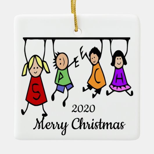 Niedliche Kinder sprechen Therapeut Wort nach Maß Keramikornament (Vorderseite)