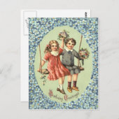 Niedliche Kinder Swing Bouquet Blume Postkarte (Vorne/Hinten)