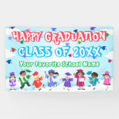 Niedliche Kinder tanzen farbenfrohe Glückwünsche A Banner (Horizontal)