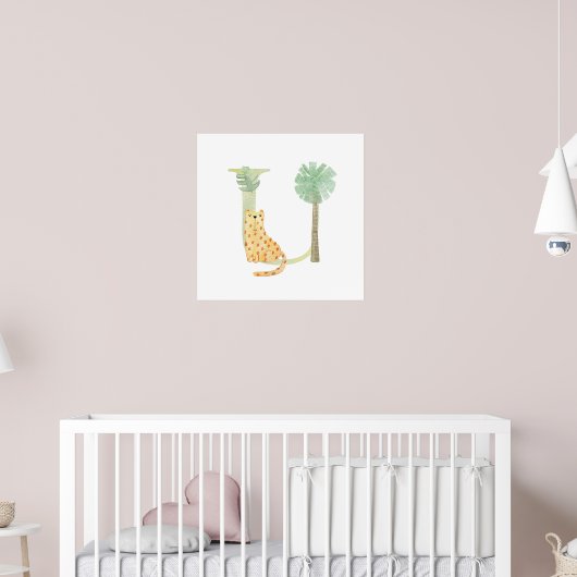 Niedliche Kinder TierCHEETAN Monogramm U Kinderzim Poster (Kinderzimmer 2)