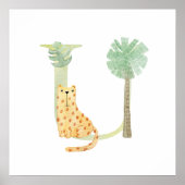 Niedliche Kinder TierCHEETAN Monogramm U Kinderzim Poster (Vorne)