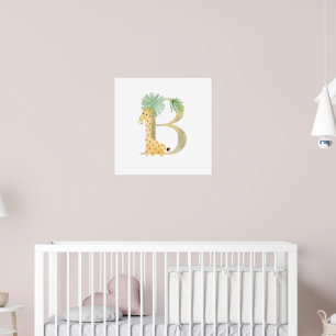 Niedliche Kinder Tiergiraffe Monogramm B Kinderzim Poster