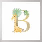 Niedliche Kinder Tiergiraffe Monogramm B Kinderzim Poster (Vorne)