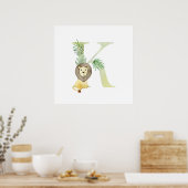 Niedliche Kinder tierisches LIBE Monogramm K Kinde Poster (Küche)