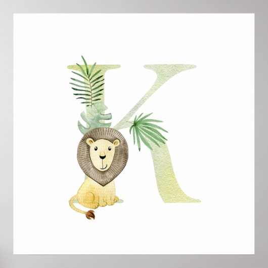 Niedliche Kinder tierisches LIBE Monogramm K Kinde Poster (Vorne)