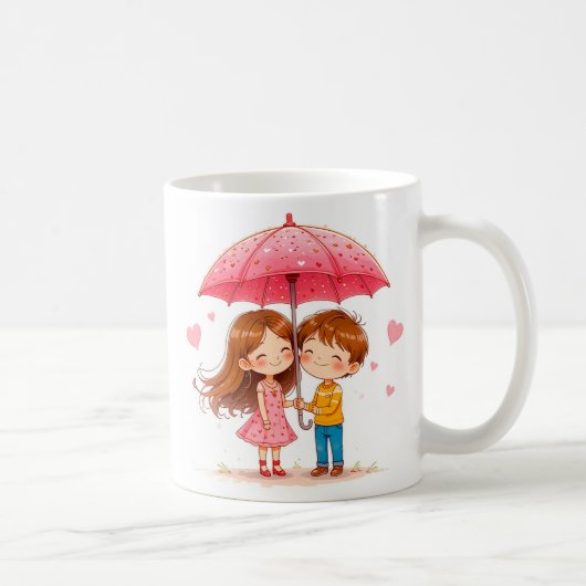 Niedliche Kinder unter einem Schirm Kaffeetasse (Rechts)