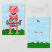 Niedliche Kinder Valentinstag Dinosaurier T-Rex Kl Mitteilungskarte (Vorne/Hinten)
