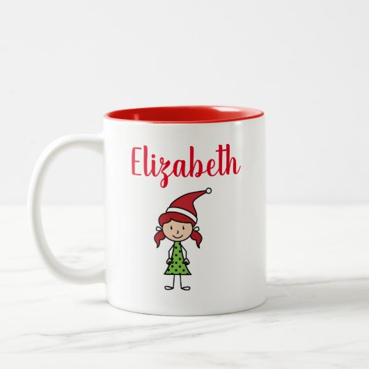 Niedliche Kinder Weihnachten Weihnachtsschokolade Zweifarbige Tasse (Links)