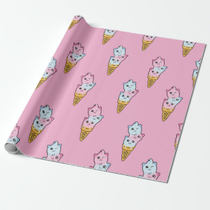 Niedliche Kinder zeichnen farbiges Eis auf der Abs Geschenkpapier