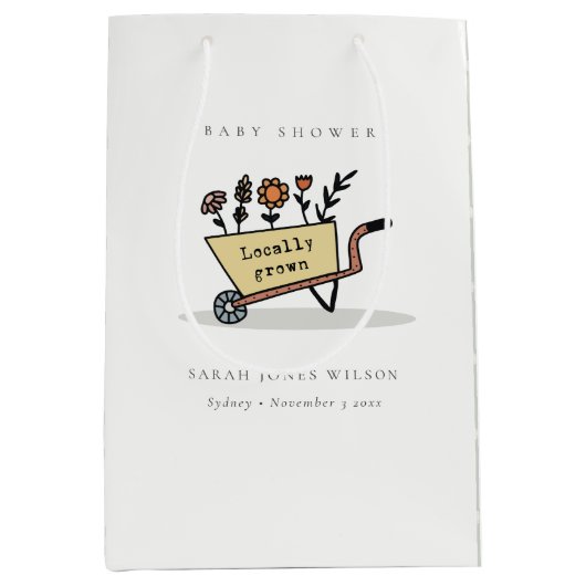 Niedliche Kinderdusche aus gelbem Blumenkartentuch Mittlere Geschenktüte (Vorderseite)