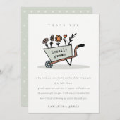 Niedliche Kinderdusche aus grauem Blumenkartentuch Dankeskarte (Vorne/Hinten)