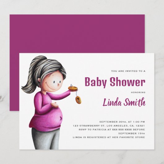 Niedliche Kinderdusche Einladung (Vorne/Hinten)