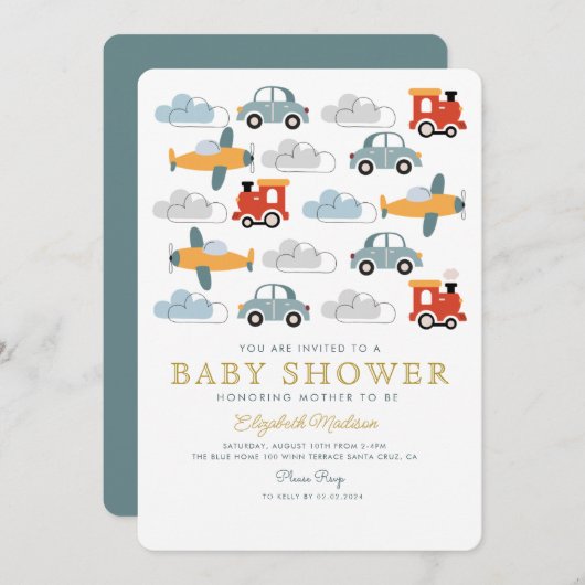 Niedliche Kinderdusche Einladung (Vorne/Hinten)