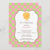 Niedliche Kinderdusche Einladung Pink Girl (Vorne/Hinten)