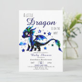 Niedliche Kinderdusche für Drachen Einladung (Stehend Vorderseite)