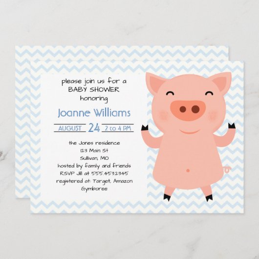 Niedliche Kinderdusche für Mädchen Einladung (Vorne/Hinten)