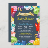 Niedliche Kinderdusche Halloween Monsters Thema Einladung (Vorne/Hinten)