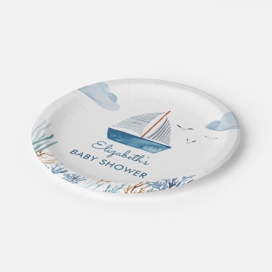 Niedliche Kinderdusche Pappteller (Schrägansicht)