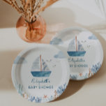 Niedliche Kinderdusche Pappteller<br><div class="desc">Niedliche Boot nautical Boy Junge Dusche Papier Teller.</div>