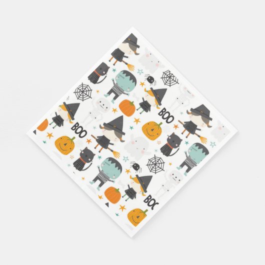 Niedliche Kinderfeier Halloween Party Serviette (Ecke)