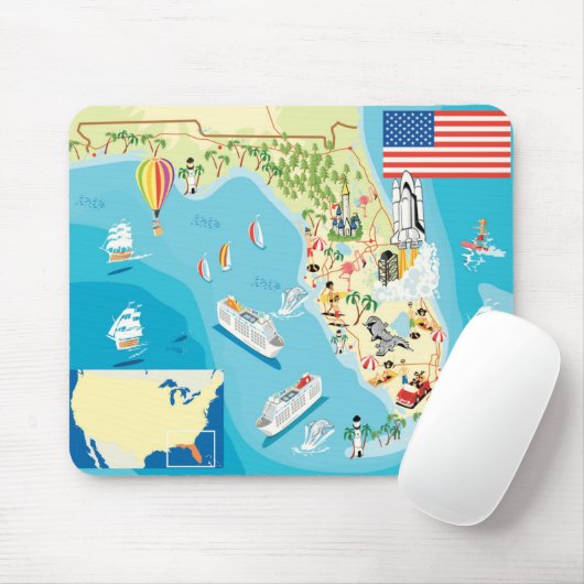 Niedliche Kinderflorida-Karte Mousepad (Mit Mouse)