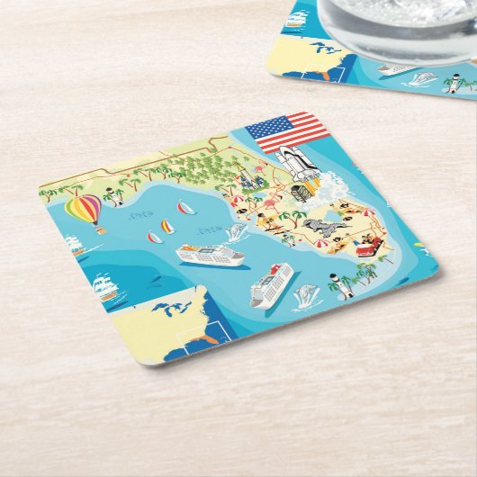 Niedliche Kinderflorida-Karte Rechteckiger Pappuntersetzer (angewinkelt)