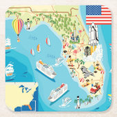 Niedliche Kinderflorida-Karte Rechteckiger Pappuntersetzer (Vorderseite)