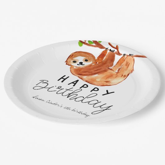 Niedliche Kindergeburtsplatte Pappteller (Schrägansicht)