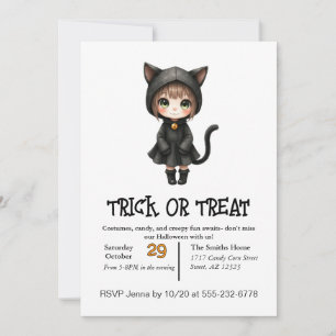 Niedliche Kinderkatze zu Halloween Einladung