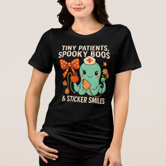 Niedliche Kinderkrankheit Halloween Oktopus Tri-Blend Shirt (Vorderseite)