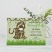 NIEDLICHE Kinderkrippe Jungle Geburtstag Einladung (Stehend Vorderseite)