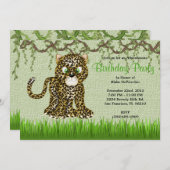 NIEDLICHE Kinderkrippe Jungle Geburtstag Einladung (Vorne/Hinten)