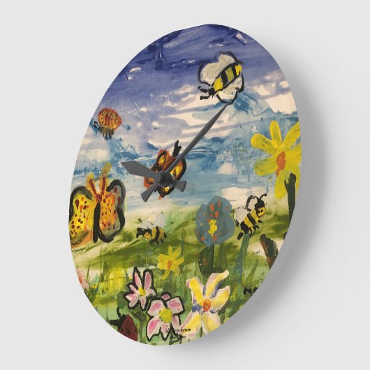 Niedliche Kinderkunst Große Wanduhr (Winkel)